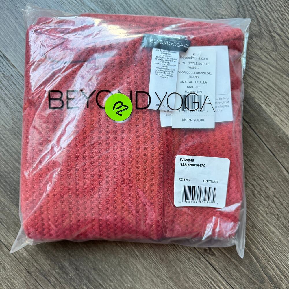 $68 NEW Beyond Yoga Waffle Knit Long Infinity Scarf Red Sand Lightweight Loop